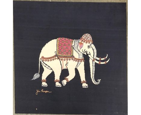 Jim Thompson (1906-1967), silk print of an elephant, 81x81cm 