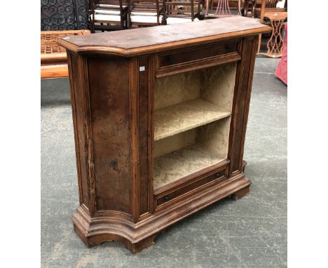 A reproduction side cabinet, central drawers and shelf flanked by cavetto moulded corners, 108x31x94cmH 