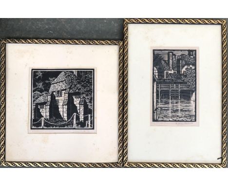 Evelyn Leigh-Pemberton (b.1887), two woodblock prints, 'A Midsummer Night's Dream', 16x16.5cm and 'The Tile Mill', 19x11.5cm 