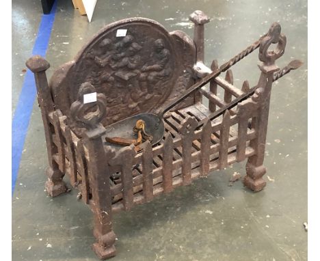 Cast iron fire grate and tool 