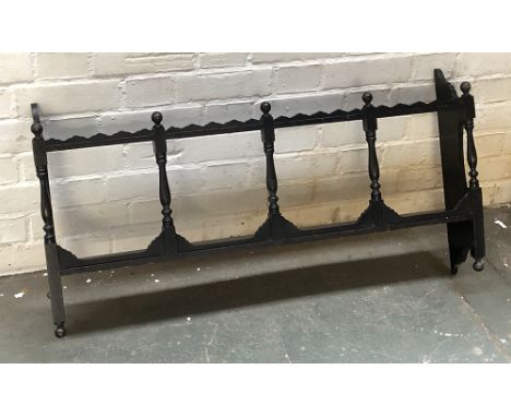A late 19th century ebonised spice rack, 97cmW 