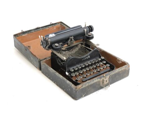 An early Corona typewriter in case; together with a Planck projector and an Ilford Elmo cine camera (3) 