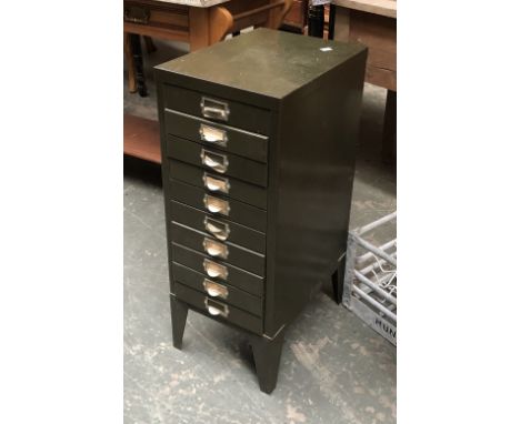 A vintage filing cabinet of ten drawers, 29x39x73cmH 