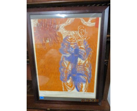 Barry K*** - 'Children Playing' trial proof print, 25" x 19" in a wooden frame 