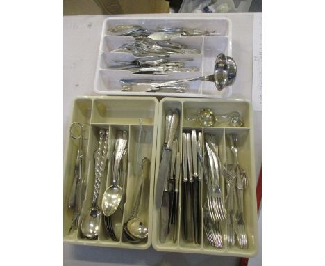 A selection of continental silver plated cutlery to include a soup ladle 