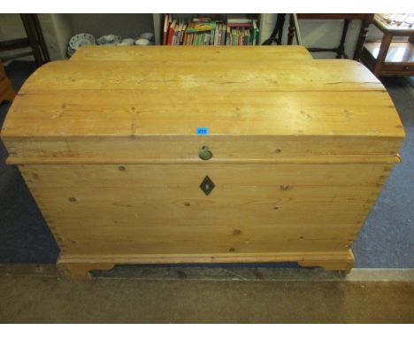 A pine domed  trunk with interior candle tray, 31" x 45" x 25" 