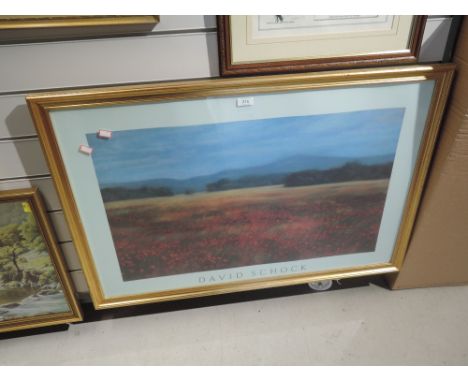 A full colour print after David Schock of poppy fields