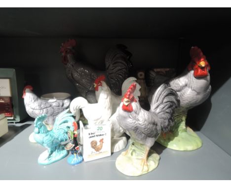 A selection of chicken hen and cock ceramic figures