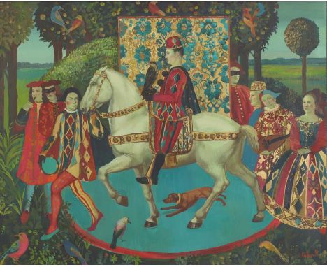 Olga Suvarova (b.1966)'Hunting'signed in Cyrillic l.r., gouache on paper60 x 71.5cmCondition ReportFramed: 65.5 x 80cmLight c