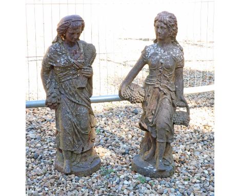 A pair of iron garden figures,each modelled as a classical figure,68cm high (2)Condition ReportHeavy oxidisation, weathering 