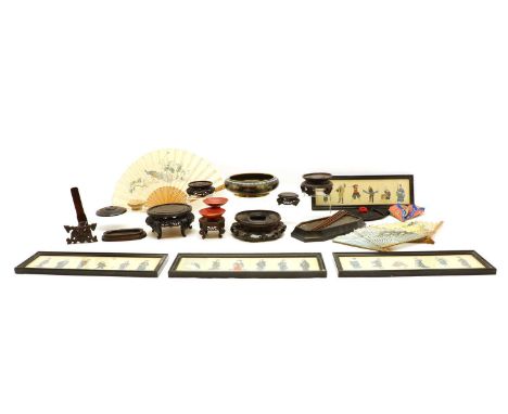 A collection of Chinese and Japanese miscellaneous, 20th century, including: a cloisonne incense burner, a group of wood stan