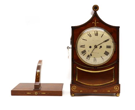 A Regency mahogany and brass inlaid bracket clock, the painted dial inscribed Webb &amp; Son, Newbury, with an eight day move