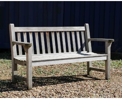 A Barlow Tyrie teak garden bench,with slatted seat and back, labelled,161cm wide65cm deep89cm high, seat 39cmCondition Report