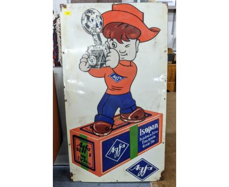 A late 20th century 'Agfa' enamel advertising sign, 107cm x 66cmLocation:BWR 