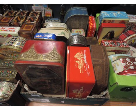 A selection of advertising biscuit and similar lithograph printed tins including boat related 