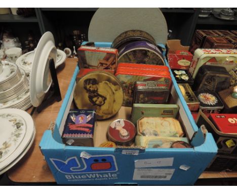 A selection of advertising biscuit and similar lithograph printed tins including Royal interest