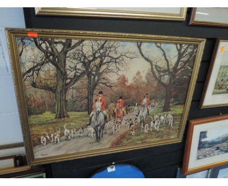 A fox hunting print after R L Harvey
