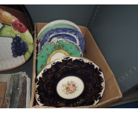 A selection of cabinet and display plates including Royal Worcester hand decorated signed Libby 