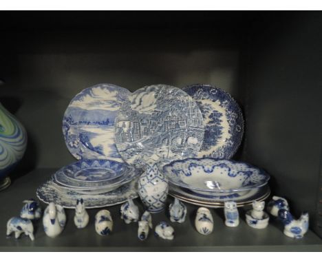 A selection of ceramics including Cauldon farm and post office scene plates