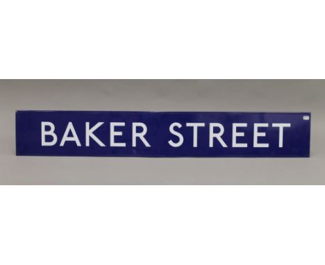 A Baker Street Station enamel sign. 126 x 19.5 cm.