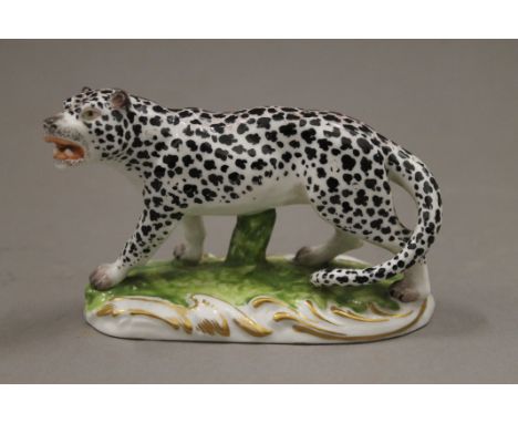 An early porcelain model of a leopard. 10.5 cm long.