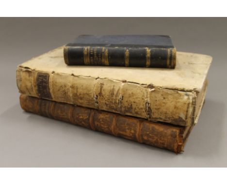 Patrick Commentary volume three, Jacobi Cuiacii volume two vellum bound, and Sword and the Trowel 1866. 