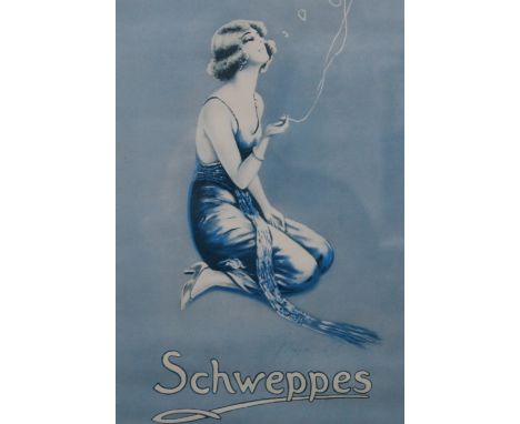 A Schweppes advertising print, framed and glazed. 29.5 x 40 cm.