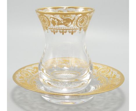 De Lamerie Fine Bone China Gilt Decorated Glass Apple Tea &amp; Cup Saucer 