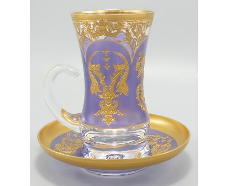 De Lamerie Fine Bone China Gilt Decorated Glass Apple Tea Cup &amp; Saucer 