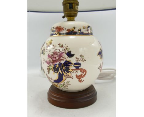 Masons Blue Mandalay patterned  small lamp base, height with shade 32cm 