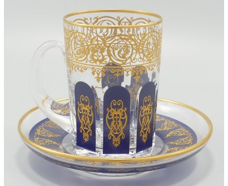 De Lamerie Fine Bone China Gilt Decorated Glass Apple Tea Cup &amp; Saucer 