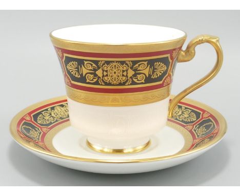 De Lamerie Fine Bone China heavily gilded Empire patterned Tea Cup &amp; Saucer, specially made high end quality item, Made i