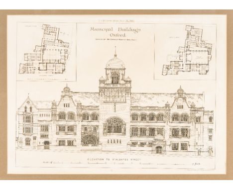 Seventeen architectural plates from The Building News 1890-1899 and The Builder 1898Framed and glazed.  43.5 x 54.5 cm.  (17)