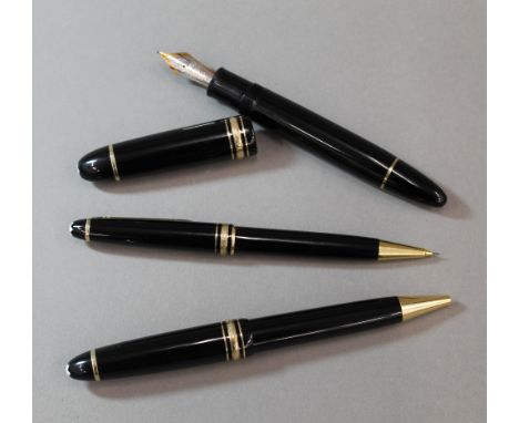 A Montblanc Meisterstuck No 149 fountain pen with 14 K gold nib, together with a Montblanc Meisterstuck No 161 ball point pen