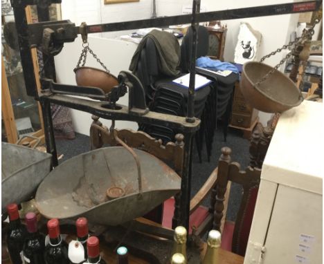 A set of vintage Todd's of Cambridge shop scales, together with two smaller pairs and a quantity of weights