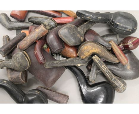 A quantity of vintage pipe cases