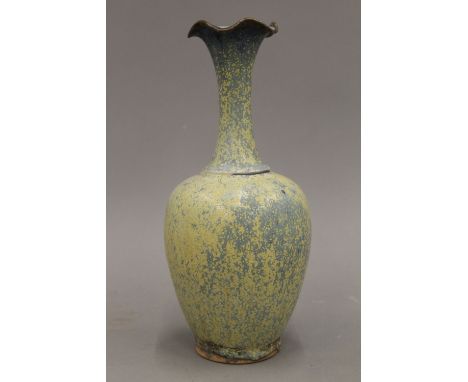 A Chinese pottery vase with blue and eggshell glaze