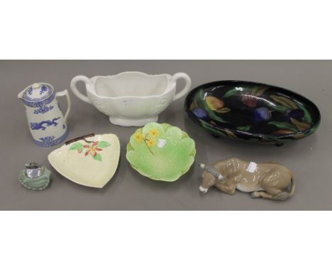 A Lladro model of a cow, together with various china