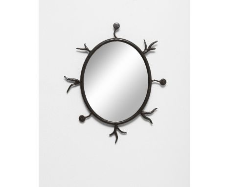 Eric Schmitt'Medusa' mirror, designed 2020Patinated wrought iron, mirrored glass.60.5 x 51 x 3 cmProduced by Pierre Basse and