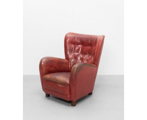 Kaj GottlobArmchair, designed 1937Leather upholstery, stained beech.93.5 x 75 x 96 cm Executed by master cabinetmaker A.J. Iv