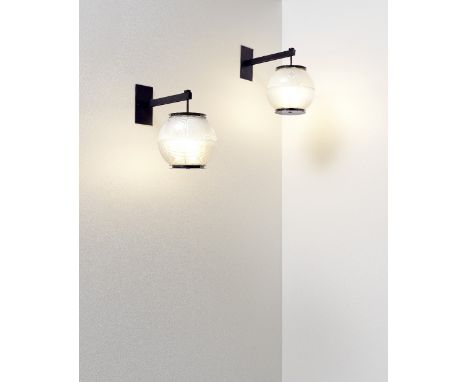 Ignazio GardellaPair of wall lights, model no. 'LP 7', circa 1955Glass, brass.Each: 44 x 25 x 46 cmManufactured by Azucena, M