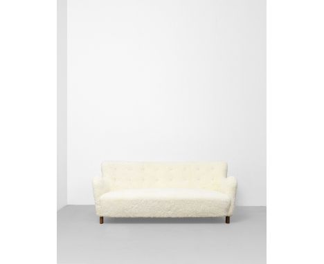 Fritz HansenSofa, model no. 1669a,  1940sFabric upholstery, birch. 76 x 187 x 88 cmManufactured by Fritz Hansen, Copenhagen, 