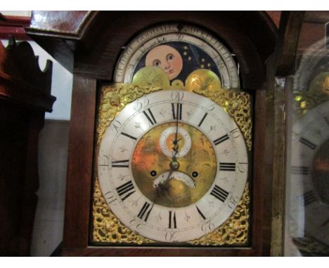 An early 19th Century longcase clock, with black Roman numerals and subsidiary Arabic minutes to the 28cm diameter chapter ri