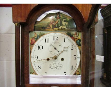 An early 19th Century Lincolnshire longcase clock, with black Roman numerals and subsidiary Arabic minutes to the 28cm diamet