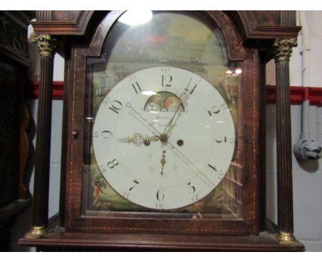 A late 18th / early 19th Century longcase clock, with black Arabic numerals and subsidiary minutes to the 34cm wide dial encl