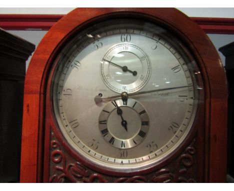 A late 19th Century Scottish longcase regulator, the 32cm diameter silvered face with black Arabic minutes, long single-sweep