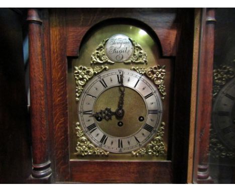 An early 20th Century small scale long case clock in the early 19th Century style, with black Roman numerals and subsidiary m