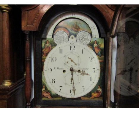 An early 19th Century longcase clock, with black Arabic numerals and subsidiary minutes to the 31cm diameter dial on the pain