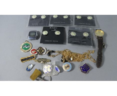 A Small Collection of Costume Jewellery etc to include a Vintage Beltime LCD Chronograph Watch, Collection of Clip on Earring