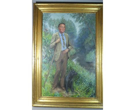 A Gilt Framed Oil on Canvas Full Length Portrait of a Country Gent. 90cms High. Signed Rosemarie Timmis 1970 